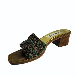 Italian Pancaldi Brown & Multicolor Woven Slides